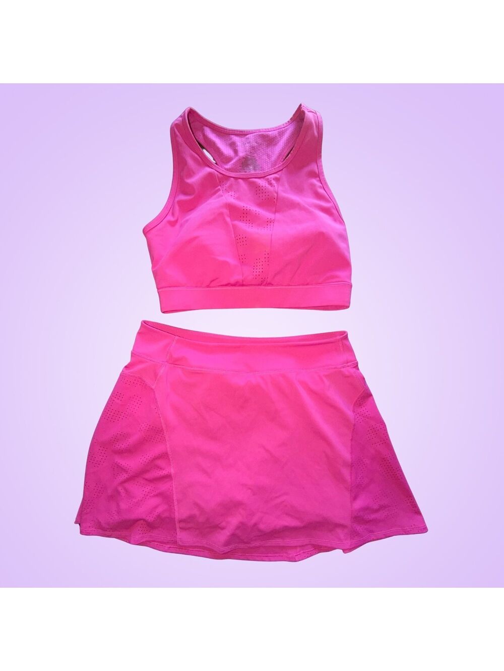 Sincerely Jules Active Womens Large Hot Pink Perforated Sports Bra & Skort Set